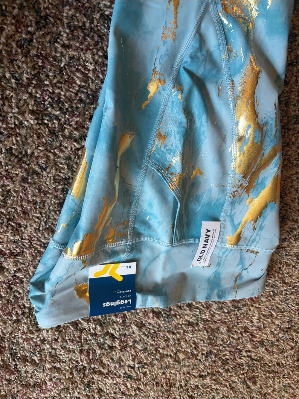 Old Navy XL Marble-Effect Girls Leggings in Navy, Mint, Pink & Gold
